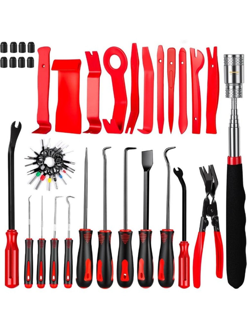 50Pcs Car Trim Removal Tool Set - Nylon Pry Bars, Clip Pliers & Dust Caps
